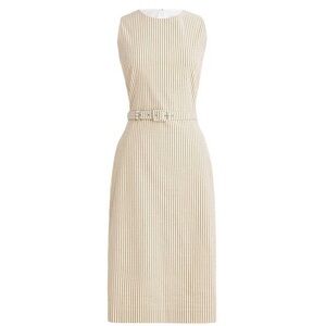 J. Crew Striped Seersucker Belted Dress in Saffron Pink, Size US 6